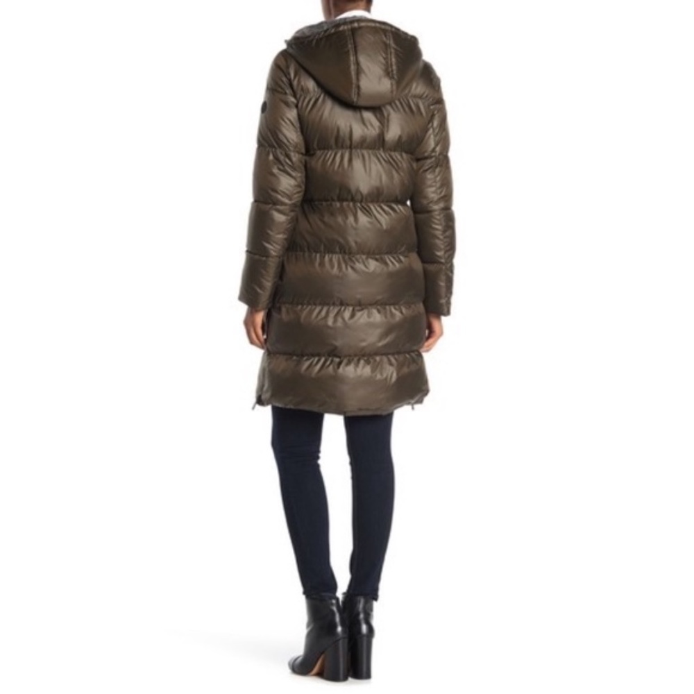 NWT French Connection Hooded Puffer Coat Olive M - Picture 4 of 5